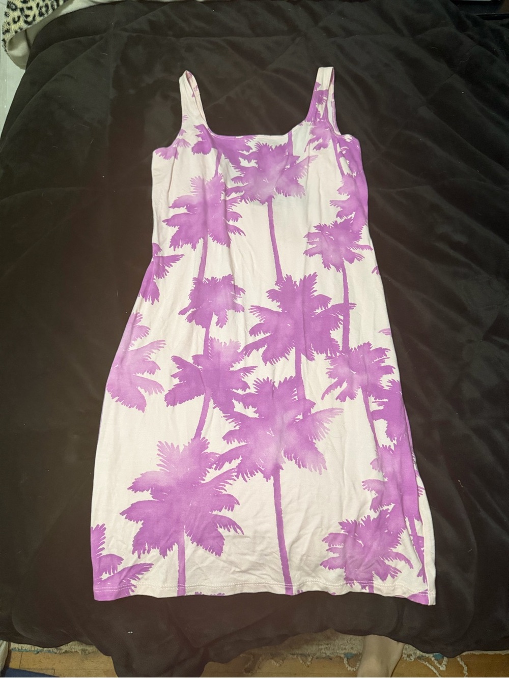 Forever 21 Pink and White Palm-Print Backless Dress